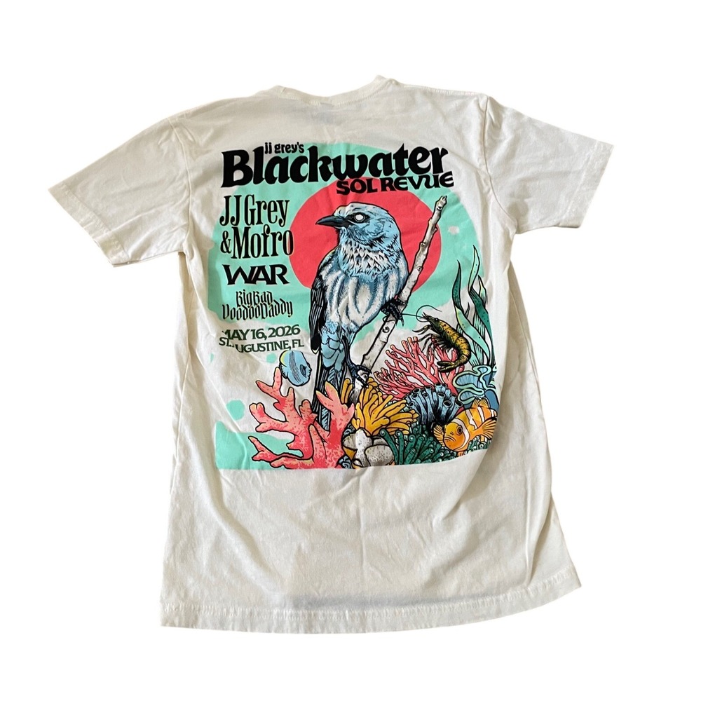 JJ Grey Blackwater Sol Revue 2026 Concert T-Shirt Cream Small Next Level Apparel